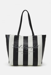 Karl Lagerfeld Hotel Beach Stripe Tote With Dust Bag Black White